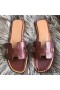 Hermes Oran Sandals In Bordeaux Swift Leather