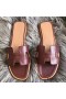 Hermes Oran Sandals In Bordeaux Swift Leather