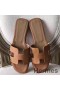 Hermes Oran Sandals In Brown Epsom Leather