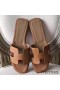 Hermes Oran Sandals In Brown Epsom Leather