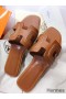 Hermes Oran Sandals In Brown Leather With Stitched Detail