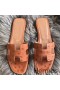 Hermes Oran Sandals In Brown Ostrich Leather