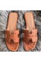 Hermes Oran Sandals In Brown Ostrich Leather