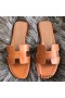 Hermes Oran Sandals In Brown Swift Leather