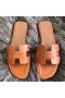 Hermes Oran Sandals In Brown Swift Leather