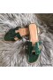 Hermes Oran Sandals In Green Shiny Niloticus Crocodile
