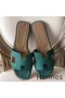 Hermes Oran Sandals In Malachite Epsom Leather