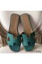 Hermes Oran Sandals In Malachite Epsom Leather