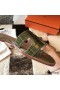 Hermes Oran Sandals In Olive Shiny Niloticus Crocodile