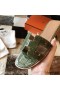 Hermes Oran Sandals In Olive Shiny Niloticus Crocodile