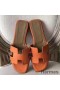 Hermes Oran Sandals In Orange Epsom Leather