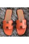 Hermes Oran Sandals In Orange Swift Leather