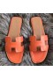 Hermes Oran Sandals In Orange Swift Leather