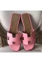 Hermes Oran Sandals In Pink Epsom Leather