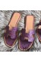 Hermes Oran Sandals In Purple Ostrich Leather