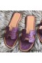 Hermes Oran Sandals In Purple Ostrich Leather