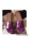 Hermes Oran Sandals In Purple Shiny Niloticus Crocodile