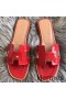 Hermes Oran Sandals In Red Patent Leather