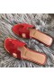 Hermes Oran Sandals In Red Patent Leather