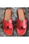 Hermes Oran Sandals In Red Swift Leather