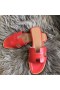 Hermes Oran Sandals In Red Swift Leather