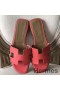 Hermes Oran Sandals In Rose Azalee Epsom Leather