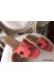 Hermes Oran Sandals In Rose Azalee Epsom Leather
