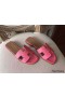 Hermes Oran Sandals In Rose Confetti Epsom Leather