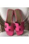 Hermes Oran Sandals In Rose Red Epsom Leather