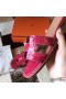 Hermes Oran Sandals In Rose Scheherazade Shiny Niloticus Crocodile