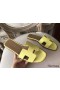Hermes Oran Sandals In Soufre Epsom Leather