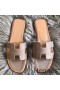 Hermes Oran Sandals In Taupe Swift Leather