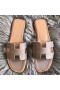 Hermes Oran Sandals In Taupe Swift Leather