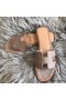 Hermes Oran Sandals In Taupe Swift Leather