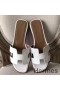 Hermes Oran Sandals In White Epsom Leather