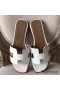 Hermes Oran Sandals In White Epsom Leather