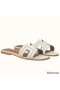 Hermes Oran Sandals In White Leather With Stitched Detail