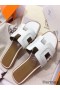 Hermes Oran Sandals In White Leather With Stitched Detail