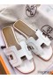 Hermes Oran Sandals In White Leather With Stitched Detail