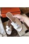 Hermes Oran Sandals In White Shiny Niloticus Crocodile
