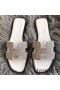 Hermes Oran Sandals In White Suede With Crystal