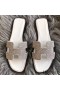 Hermes Oran Sandals In White Suede With Crystal