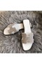 Hermes Oran Sandals In White Suede With Crystal