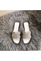 Hermes Oran Sandals In White Suede With Crystal