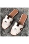 Hermes Oran Sandals In White Swift Leather