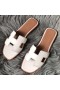 Hermes Oran Sandals In White Swift Leather