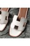 Hermes Oran Sandals In White Swift Leather