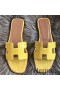 Hermes Oran Sandals In Yellow Shiny Niloticus Crocodile