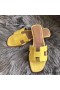 Hermes Oran Sandals In Yellow Shiny Niloticus Crocodile