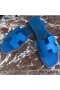Hermes Oran Slide Sandals In Blue Hydra Epsom Calfskin